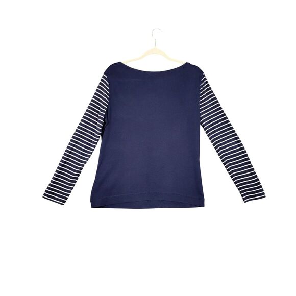 LAUREN RALPH LAUREN Blue Beaded Crest Striped Nautical Preppy Tee SIZE LARGE - Picture 2 of 11